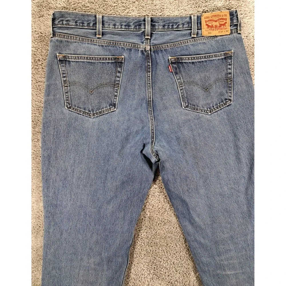 Levi's Strauss & Co Jeans Mens Sz 42x32 550 Relaxed Fit Straight Leg Denim Blue - Picture 11 of 16